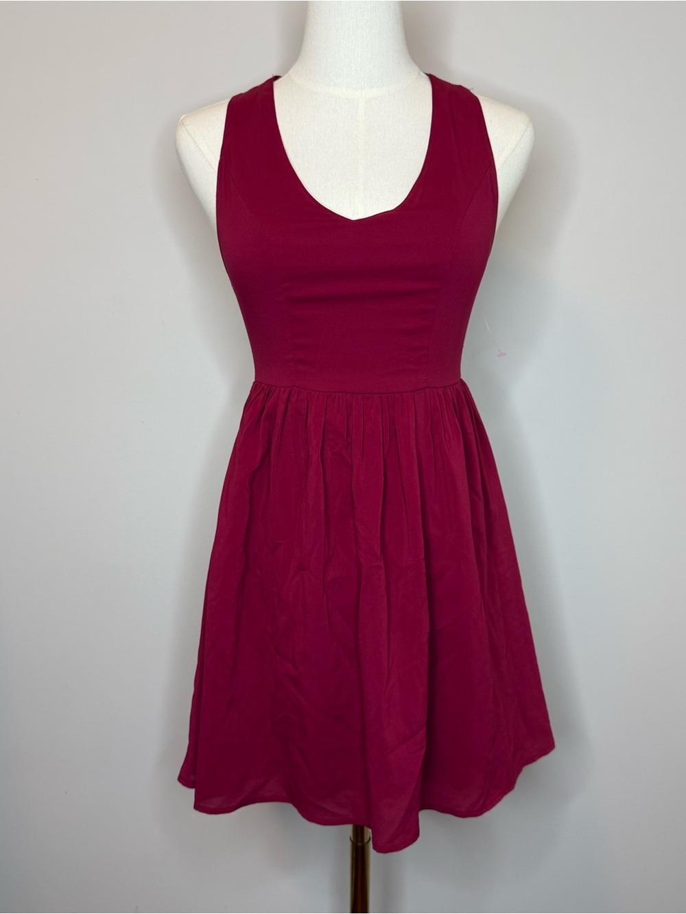 Tobi Sleeveless V-Neck Dress in Burgundy